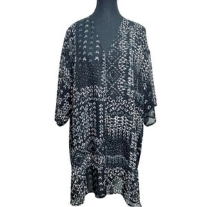 Daniel Rainn Womens One Size Print Over Open Kimono Sheer Fabric